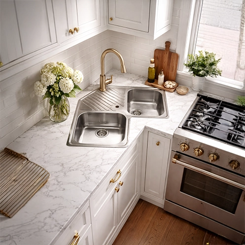 How Jayna’s Symphony Corner Sink Maximizes Space in Small Kitchens